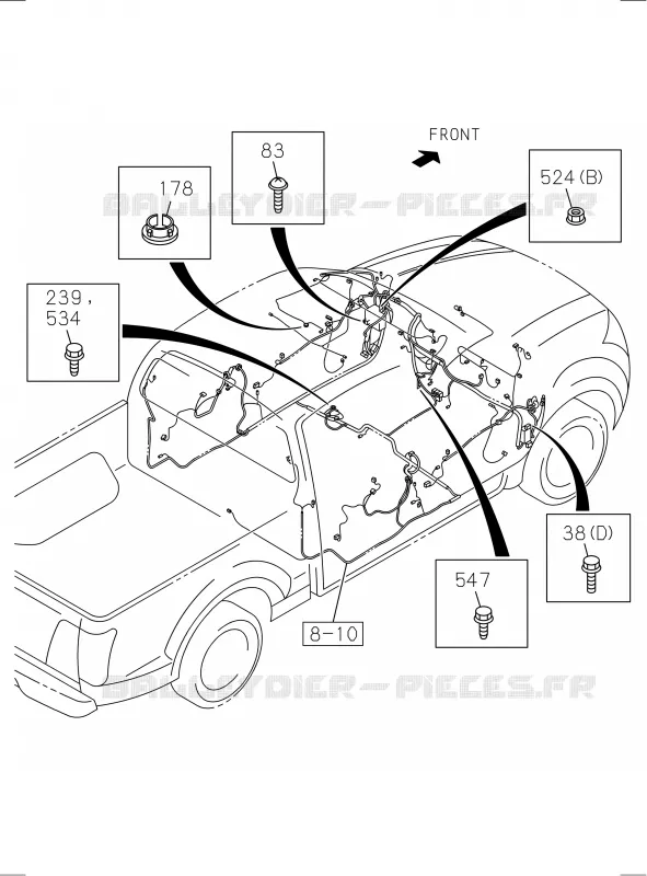 8-15 - Pièces de fixation - Faisceau des câbles<br />[815A]FIXING;HARNESS(NO.1) Isuzu PICK UP 2012 DMAX CREW CAB 4X4 LONG 2.5L 4JA1-T (LP0)