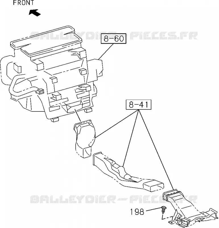 8-40 - Système chauffage<br />[840A]CLIP;DUCT Isuzu PICK UP 2012 DMAX CREW CAB 4X4 LONG 2.5L 4JA1-T (LP0)