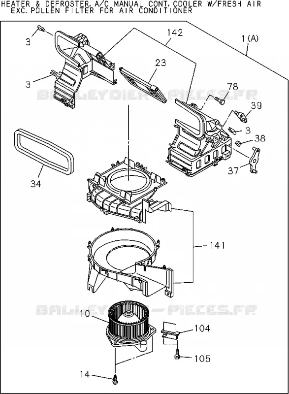 8-73 - Unité ventilateur<br />[873A]NO.1 Isuzu PICK UP 2012 DMAX CREW CAB 4X4 LONG 2.5L 4JA1-T (LP0)