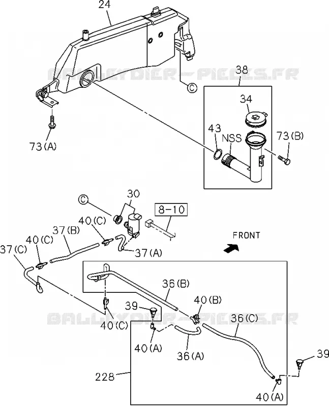 8-80 - Essuie-glace et lave-glace de pare-brise<br />[880A]TANK AND NOZZLE Isuzu PICK UP 2012 DMAX CREW CAB 4X4 LONG 2.5L 4JA1-T (LP0)