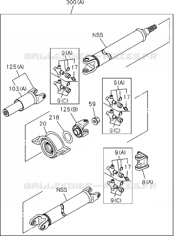 4-01 - Arbre de transmission<br />[401A]COMPONENT;REAR(NO.1) Isuzu PICK UP 2014 DMAX SPACE CAB 4X4 LONG 2.5L 4JK1-TCY (RDX)