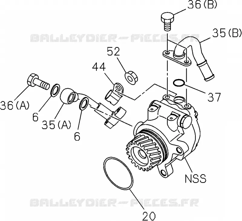 4-42 - Pompe à huile de direction assistée<br />[442A] Isuzu PICK UP 2014 DMAX SPACE CAB 4X4 LONG 2.5L 4JK1-TCY (RDX)