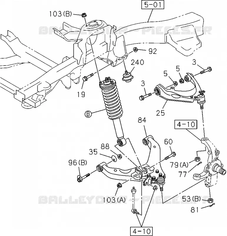 4-50 - Suspension avant<br />[450A]4X2 HIGH RIDE SUSPENSION,4X4(NO.1) Isuzu PICK UP 2014 DMAX SPACE CAB 4X4 LONG 2.5L 4JK1-TCY (RDX)