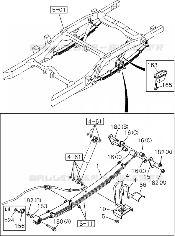 4-60 - Suspension arrière<br />[460A]4X2 EXC.HIGH RIDE SUSPENSION Isuzu PICK UP 2014 DMAX SPACE CAB 4X4 LONG 2.5L 4JK1-TCY (RDX)
