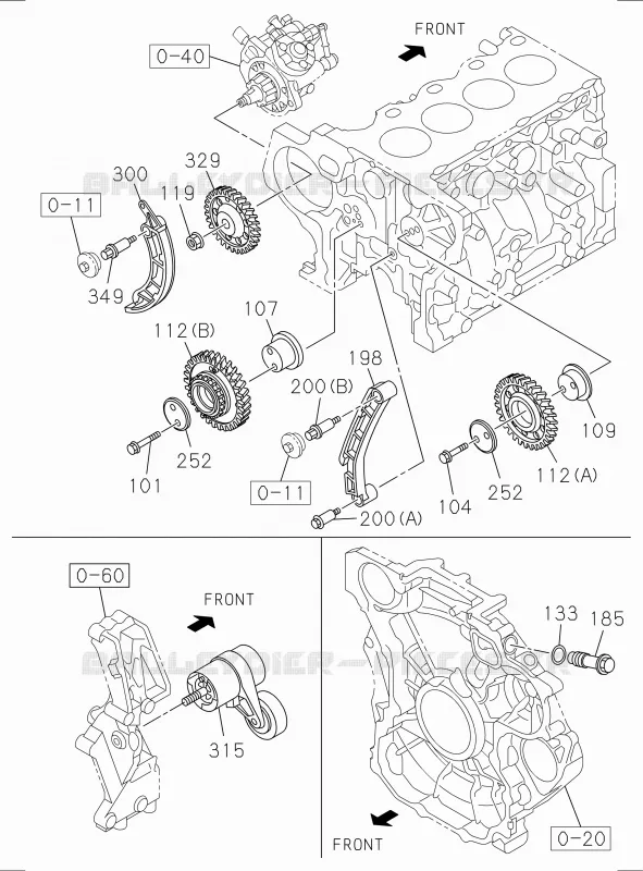 0-14 - Arbre à cames et soupapes<br />[014A]IDLE GEAR Isuzu PICK UP 2017 DMAX CREW CAB 4X4 LONG 1.9L DDI 120kW (163cv) RZ4E-TCX HI-POWER (LNC)