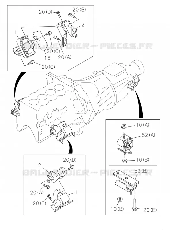0-22 - Support de fixation moteur<br />[022A] Isuzu PICK UP 2017 DMAX CREW CAB 4X4 LONG 1.9L DDI 120kW (163cv) RZ4E-TCX HI-POWER (LNC)
