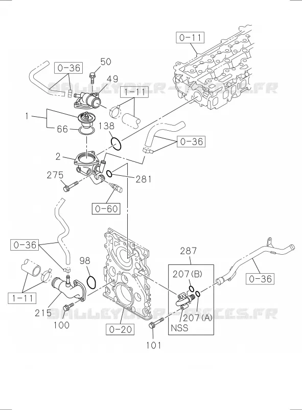 0-31 - Thermostat et boîte<br />[031A] Isuzu PICK UP 2017 DMAX CREW CAB 4X4 LONG 1.9L DDI 120kW (163cv) RZ4E-TCX HI-POWER (LNC)
