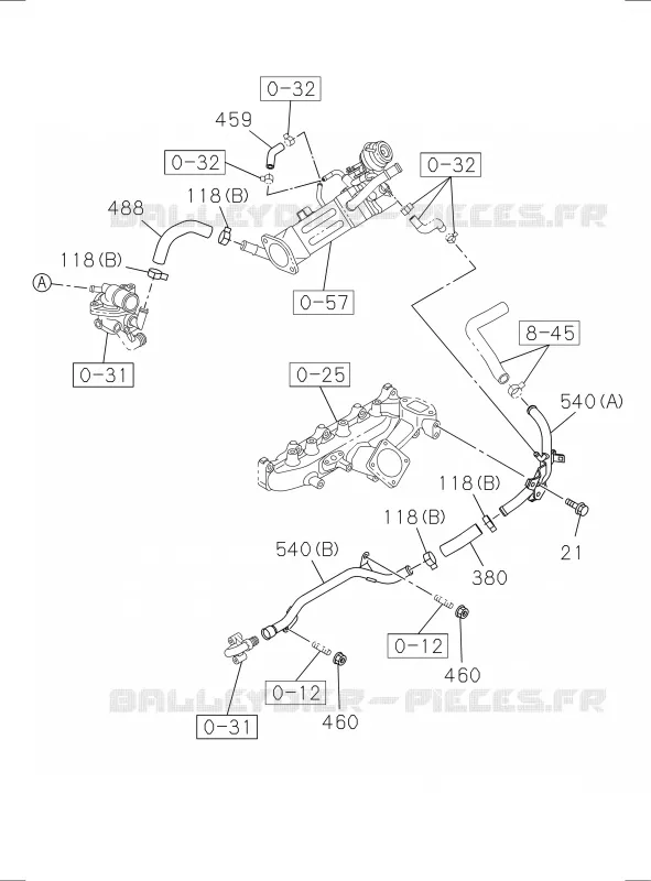0-36 - SYSTEME Turbocompresseur<br />[036A]WATER PIPE Isuzu PICK UP 2017 DMAX CREW CAB 4X4 LONG 1.9L DDI 120kW (163cv) RZ4E-TCX HI-POWER (LNC)