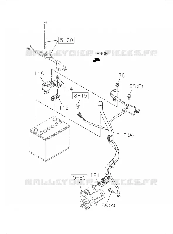 0-61 - Batterie et pièce électrique moteur<br />[061A]BATTERY 80D26L,95D31L Isuzu PICK UP 2017 DMAX CREW CAB 4X4 LONG 1.9L DDI 120kW (163cv) RZ4E-TCX HI-POWER (LNC)