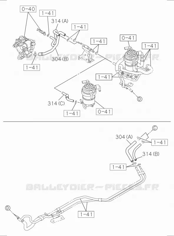 1-40 - Réservoir à carburant<br />[140A]SEDIMENTER HOSE Isuzu PICK UP 2017 DMAX CREW CAB 4X4 LONG 1.9L DDI 120kW (163cv) RZ4E-TCX HI-POWER (LNC)