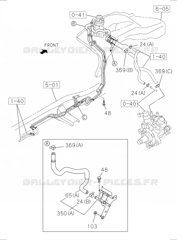 1-41 - Tuyauterie carburant - Châssis<br />[141A]NO.1 Isuzu PICK UP 2017 DMAX CREW CAB 4X4 LONG 1.9L DDI 120kW (163cv) RZ4E-TCX HI-POWER (LNC)