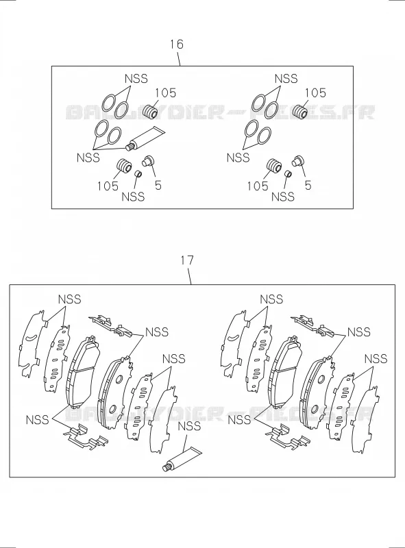 3-02 - Étrier de disque de frein avant<br />[302A]REPAIR AND PAD KIT Isuzu PICK UP 2017 DMAX CREW CAB 4X4 LONG 1.9L DDI 120kW (163cv) RZ4E-TCX HI-POWER (LNC)