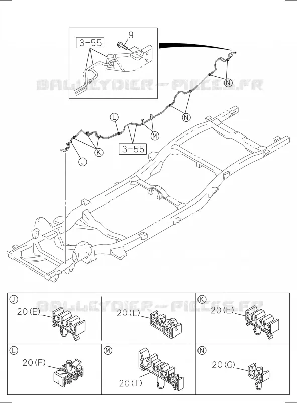 3-58 - Pièces de fixation - Tuyau de frein<br />[358A]BRAKE PIPING; REAR Isuzu PICK UP 2017 DMAX SPACE CAB 4X2 LONG 1.9L DDI 120kW (163cv) RZ4E-TCX HI-POWER (LNC)