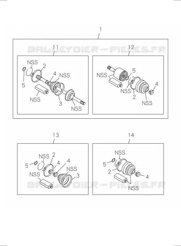 4-12 - Arbre de transmission AVANT<br />[412A]DRIVE SHAFT; JOINT AND BOOT KIT Isuzu PICK UP 2017 DMAX CREW CAB 4X4 LONG 1.9L DDI 120kW (163cv) RZ4E-TCX HI-POWER (LNC)