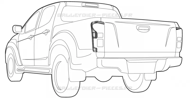 Protection de feu combiné arrière<br />Protection de feu combiné arrière Isuzu PICK UP 2017 DMAX CREW CAB 4X4 LONG 1.9L DDI 120kW (163cv) RZ4E-TCX HI-POWER (LNC)