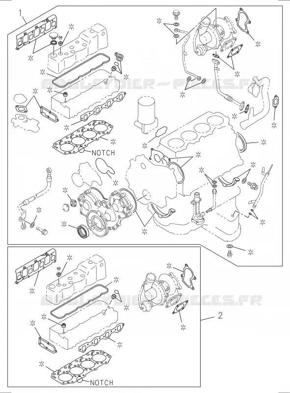 0-05 - Jeu pochette moteur<br />[005A]4JA1 Isuzu PICK UP 2017 DMAX SPACE CAB 4X2 LONG 1.9L DDI 120kW (163cv) RZ4E-TCX HI-POWER (LNC)