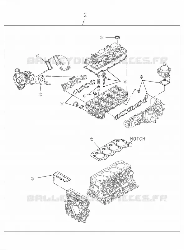 0-05 - Jeu pochette moteur<br />[005A]4JJ1-TCS NO.2 Isuzu PICK UP 2017 DMAX SPACE CAB 4X2 LONG 1.9L DDI 120kW (163cv) RZ4E-TCX HI-POWER (LNC)