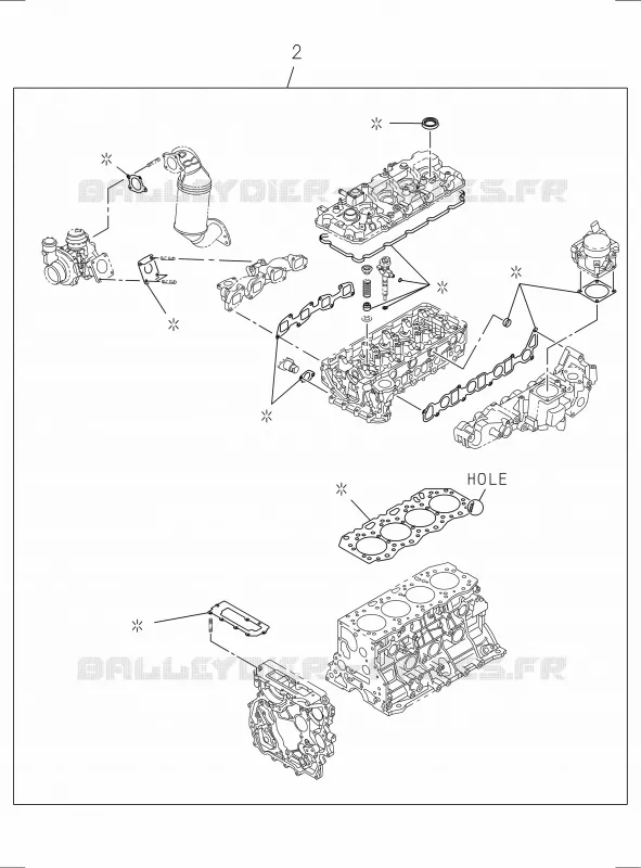 0-05 - Jeu pochette moteur<br />[005A]4JK1-TCX,4JJ1-TCX NO.2 Isuzu PICK UP 2017 DMAX SPACE CAB 4X2 LONG 1.9L DDI 120kW (163cv) RZ4E-TCX HI-POWER (LNC)