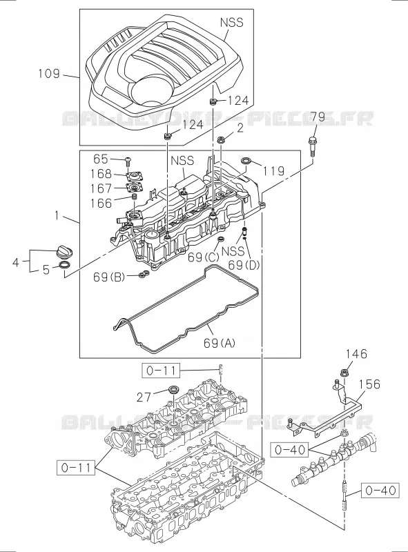 0-10 - Cache culbuteur<br />[010A]RZ4E Isuzu PICK UP 2017 DMAX SPACE CAB 4X2 LONG 1.9L DDI 120kW (163cv) RZ4E-TCX HI-POWER (LNC)