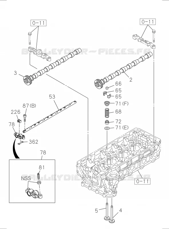 0-14 - Arbre à cames et soupapes<br />[014A]CAMSHAFT AND VALVE; 4JK1-TCX,4JJ1-TCX Isuzu PICK UP 2017 DMAX SPACE CAB 4X2 LONG 1.9L DDI 120kW (163cv) RZ4E-TCX HI-POWER (LNC)