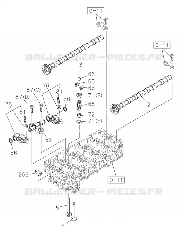 0-14 - Arbre à cames et soupapes<br />[014A]CAMSHAFT AND VALVE; 4JK1-TCY,4JJ1-TCS Isuzu PICK UP 2017 DMAX SPACE CAB 4X2 LONG 1.9L DDI 120kW (163cv) RZ4E-TCX HI-POWER (LNC)