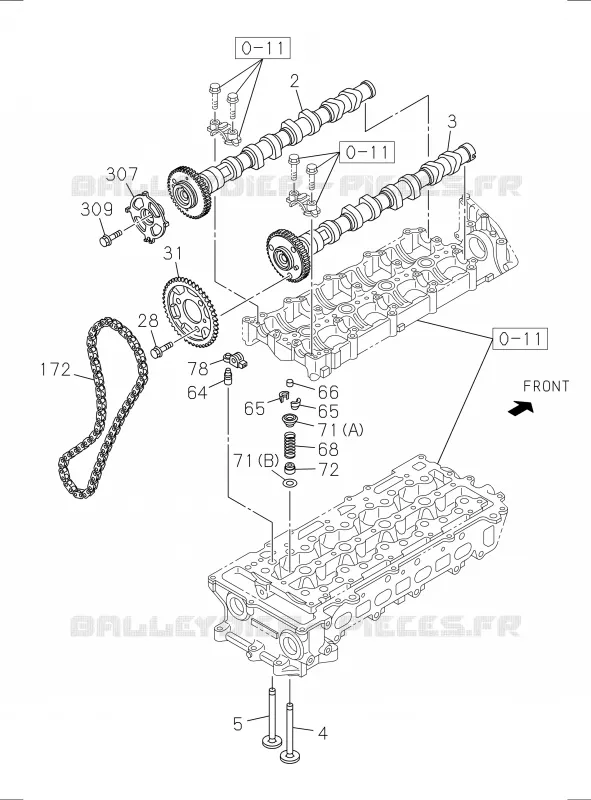 0-14 - Arbre à cames et soupapes<br />[014A]CAMSHAFT AND VALVE; RZ4E Isuzu PICK UP 2017 DMAX SPACE CAB 4X2 LONG 1.9L DDI 120kW (163cv) RZ4E-TCX HI-POWER (LNC)