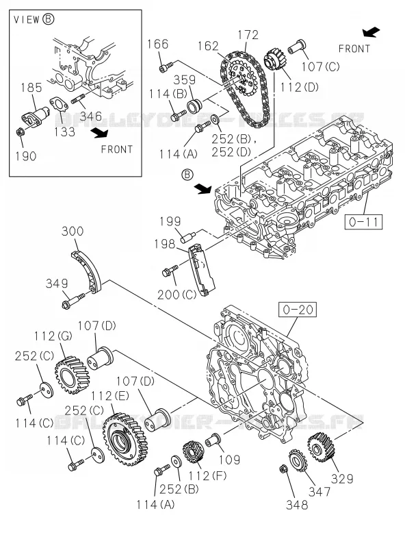 0-14 - Arbre à cames et soupapes<br />[014A]IDLE GEAR; 4JK1,4JJ1 Isuzu PICK UP 2017 DMAX SPACE CAB 4X2 LONG 1.9L DDI 120kW (163cv) RZ4E-TCX HI-POWER (LNC)