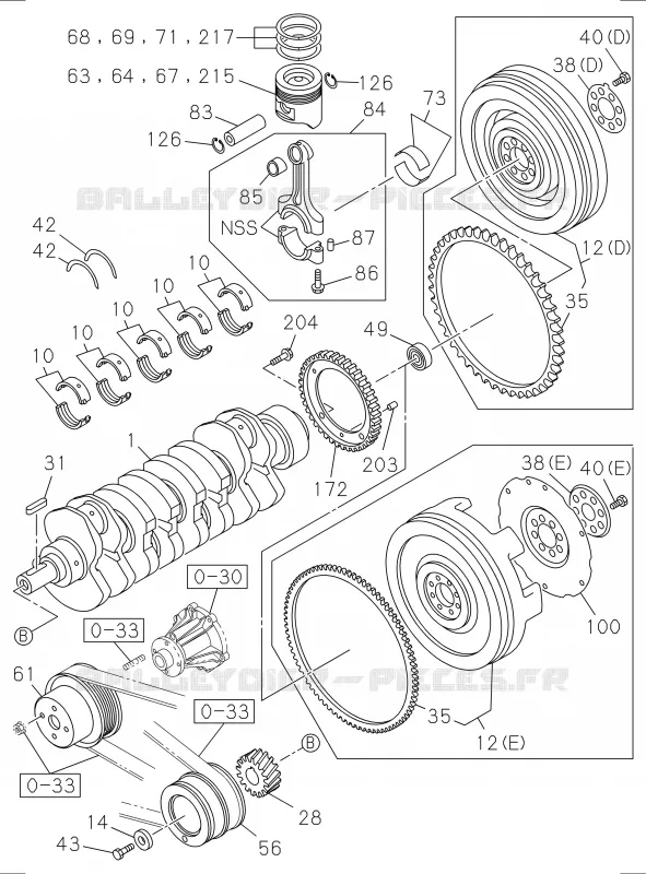 0-15 - Vilebrequin, piston et volant moteur<br />[015A]4JK1,4JJ1 Isuzu PICK UP 2017 DMAX SPACE CAB 4X2 LONG 1.9L DDI 120kW (163cv) RZ4E-TCX HI-POWER (LNC)