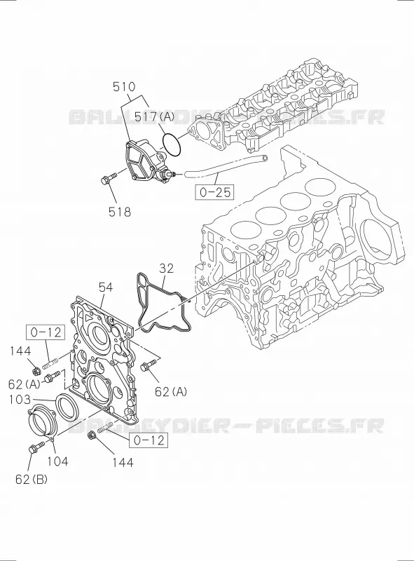 0-20 - Carter de distribution et cloche de volant moteur<br />[020A]RZ4E NO.1 Isuzu PICK UP 2017 DMAX SPACE CAB 4X2 LONG 1.9L DDI 120kW (163cv) RZ4E-TCX HI-POWER (LNC)