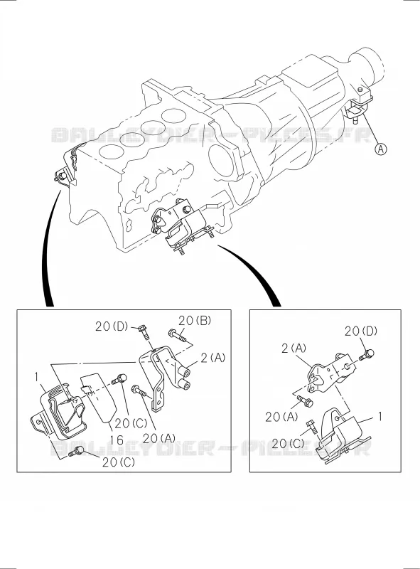 0-22 - Support de fixation moteur<br />[022A]FRONT; RZ4E Isuzu PICK UP 2017 DMAX SPACE CAB 4X2 LONG 1.9L DDI 120kW (163cv) RZ4E-TCX HI-POWER (LNC)
