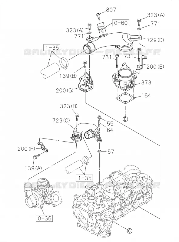 0-25 - Collecteur d’admission<br />[025A]4JK1-TCX,4JJ1-TCX Isuzu PICK UP 2017 DMAX SPACE CAB 4X2 LONG 1.9L DDI 120kW (163cv) RZ4E-TCX HI-POWER (LNC)