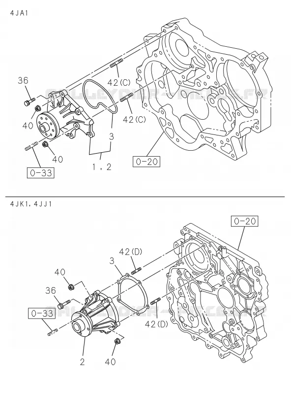 0-30 - Pompe à eau et résistance à la corrosion<br />[030A]WATER PUMP ASM; 4JA1,4JK1,4JJ1 Isuzu PICK UP 2017 DMAX SPACE CAB 4X2 LONG 1.9L DDI 120kW (163cv) RZ4E-TCX HI-POWER (LNC)