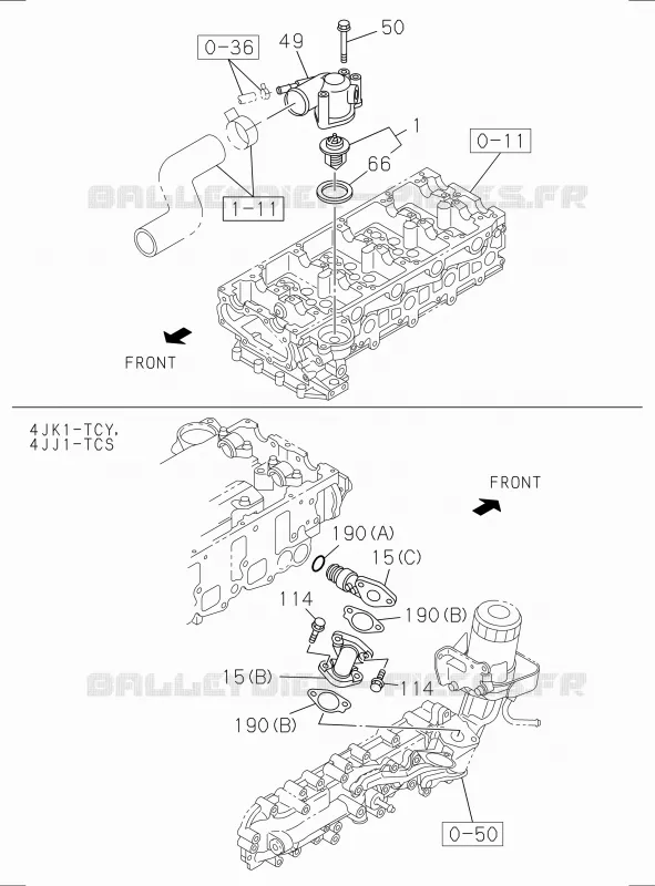 0-31 - Thermostat et boîte<br />[031A]4JK1,4JJ1 Isuzu PICK UP 2017 DMAX SPACE CAB 4X2 LONG 1.9L DDI 120kW (163cv) RZ4E-TCX HI-POWER (LNC)