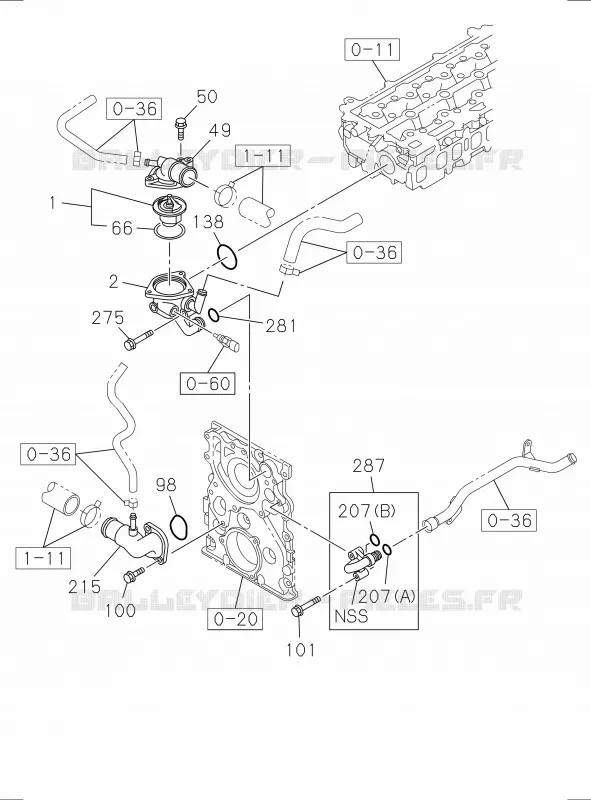 0-31 - Thermostat et boîte<br />[031A]RZ4E Isuzu PICK UP 2017 DMAX SPACE CAB 4X2 LONG 1.9L DDI 120kW (163cv) RZ4E-TCX HI-POWER (LNC)