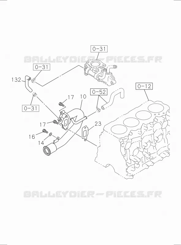0-32 - Tuyauterie eau, moteur<br />[032A]4JA1 NO.1 Isuzu PICK UP 2017 DMAX SPACE CAB 4X2 LONG 1.9L DDI 120kW (163cv) RZ4E-TCX HI-POWER (LNC)