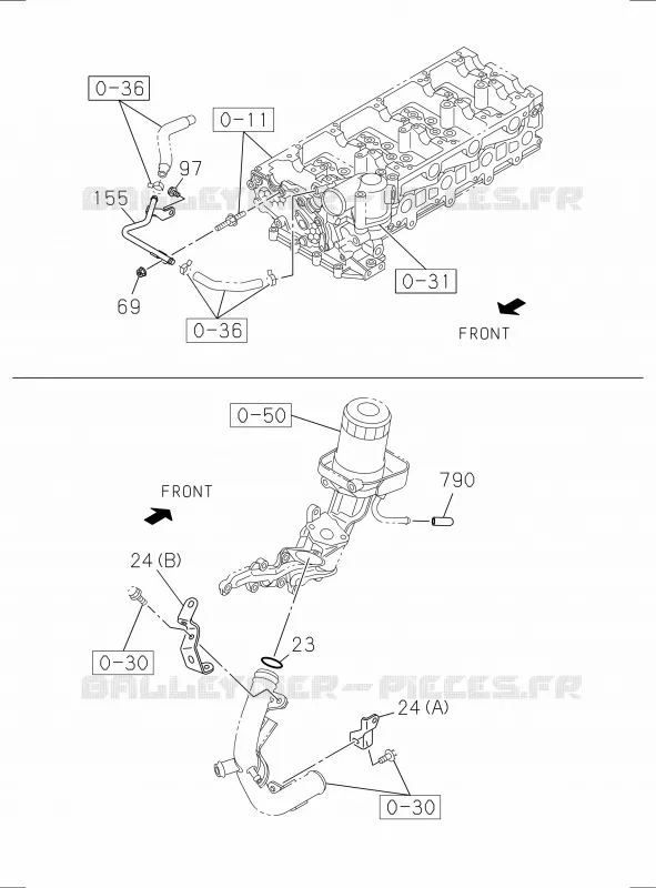 0-32 - Tuyauterie eau, moteur<br />[032A]4JK1-TCY NO.1 Isuzu PICK UP 2017 DMAX SPACE CAB 4X2 LONG 1.9L DDI 120kW (163cv) RZ4E-TCX HI-POWER (LNC)