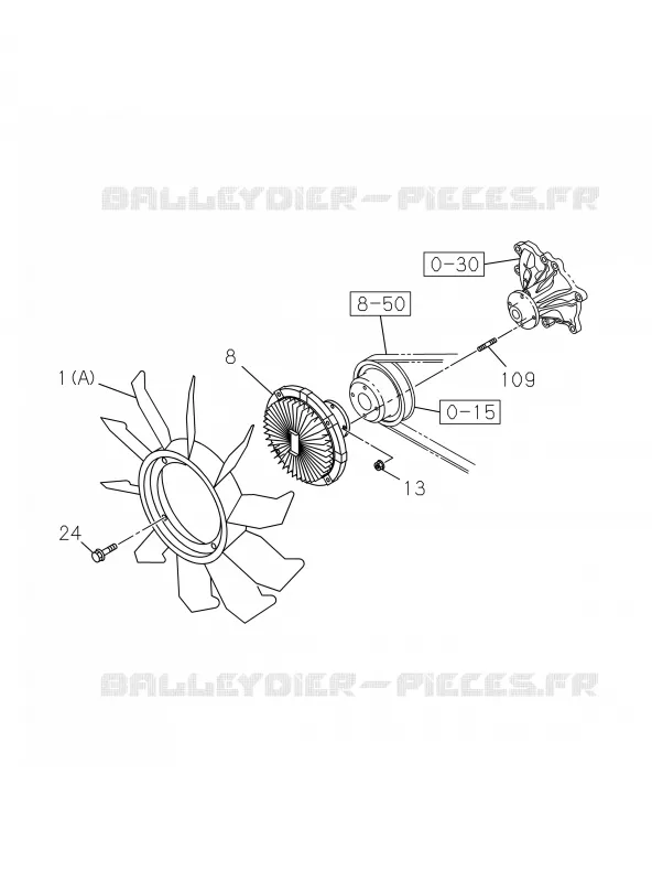 0-33 - Ventilateur et courroie ventilateur<br />[033A]RZ4E Isuzu PICK UP 2017 DMAX SPACE CAB 4X2 LONG 1.9L DDI 120kW (163cv) RZ4E-TCX HI-POWER (LNC)