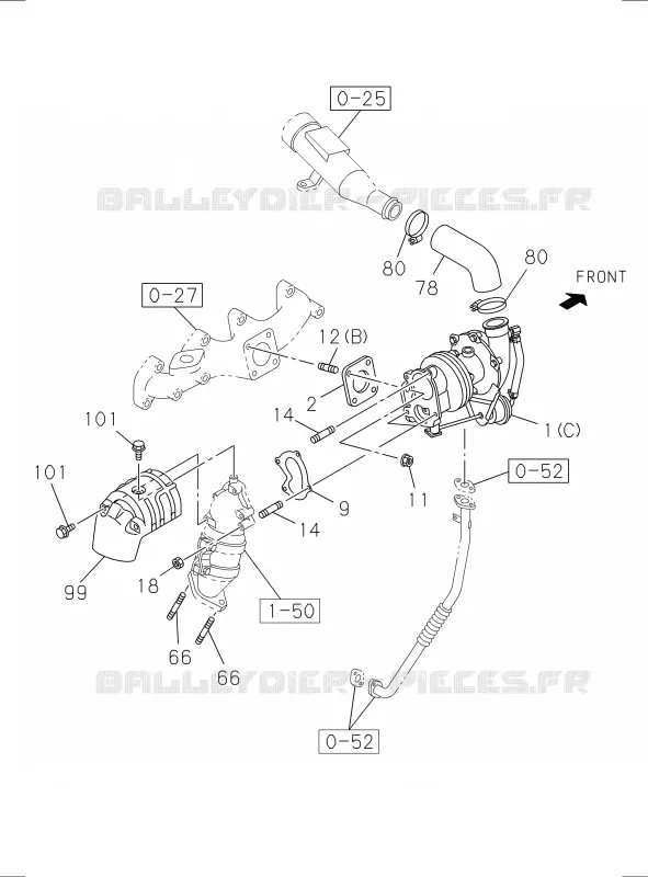 0-36 - SYSTEME Turbocompresseur<br />[036A]4JA1 EURO2 Isuzu PICK UP 2017 DMAX SPACE CAB 4X2 LONG 1.9L DDI 120kW (163cv) RZ4E-TCX HI-POWER (LNC)