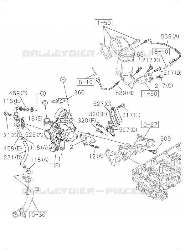 0-36 - SYSTEME Turbocompresseur<br />[036A]4JK1-TCY NO.2 Isuzu PICK UP 2017 DMAX SPACE CAB 4X2 LONG 1.9L DDI 120kW (163cv) RZ4E-TCX HI-POWER (LNC)