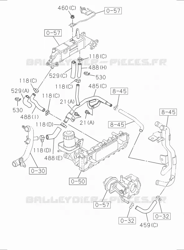 0-36 - SYSTEME Turbocompresseur<br />[036A]4JK1-TCY NO.3 Isuzu PICK UP 2017 DMAX SPACE CAB 4X2 LONG 1.9L DDI 120kW (163cv) RZ4E-TCX HI-POWER (LNC)