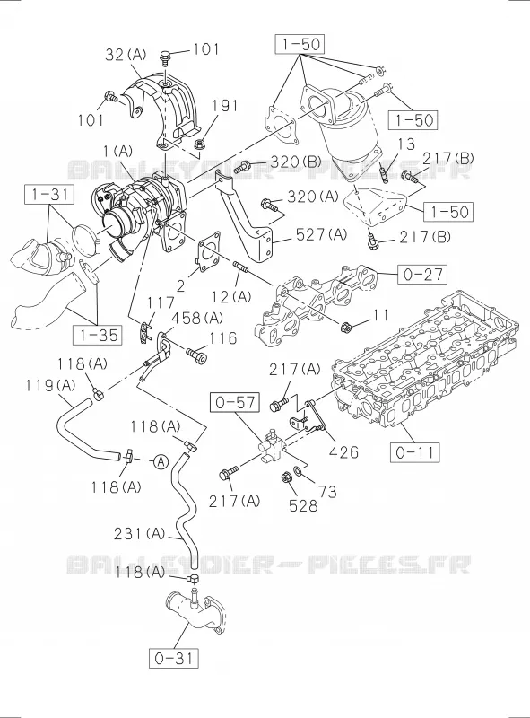 0-36 - SYSTEME Turbocompresseur<br />[036A]TURBOCHARGER; RZ4E-TC Isuzu PICK UP 2017 DMAX SPACE CAB 4X2 LONG 1.9L DDI 120kW (163cv) RZ4E-TCX HI-POWER (LNC)