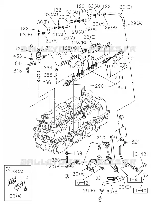 0-40 - Système injection carburant<br />[040A]RZ4E-TC NO.1 Isuzu PICK UP 2017 DMAX SPACE CAB 4X2 LONG 1.9L DDI 120kW (163cv) RZ4E-TCX HI-POWER (LNC)