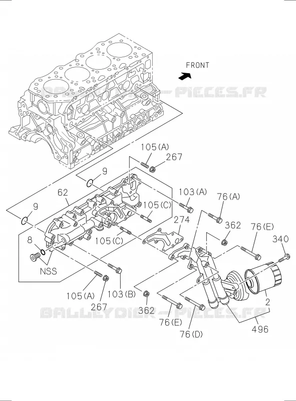 0-50 - Refroidisseur d’huile et filtre à huile<br />[050A]4JK1-TCX,4JJ1-TCX Isuzu PICK UP 2017 DMAX SPACE CAB 4X2 LONG 1.9L DDI 120kW (163cv) RZ4E-TCX HI-POWER (LNC)
