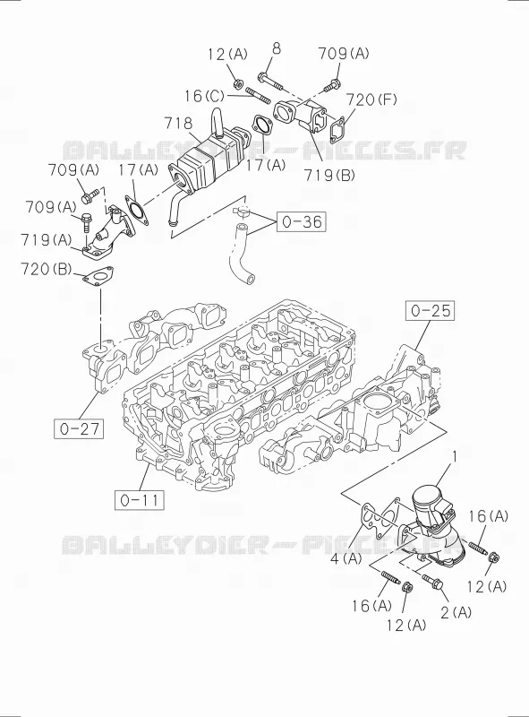 0-57 - Tuyauterie émissions<br />[057A]EGR; 4JK1-TCX,4JJ1-TCX EURO4 Isuzu PICK UP 2017 DMAX SPACE CAB 4X2 LONG 1.9L DDI 120kW (163cv) RZ4E-TCX HI-POWER (LNC)
