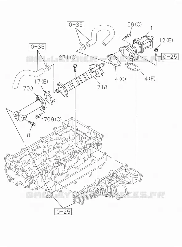 0-57 - Tuyauterie émissions<br />[057A]RZ4E-TC NO.1 Isuzu PICK UP 2017 DMAX SPACE CAB 4X2 LONG 1.9L DDI 120kW (163cv) RZ4E-TCX HI-POWER (LNC)