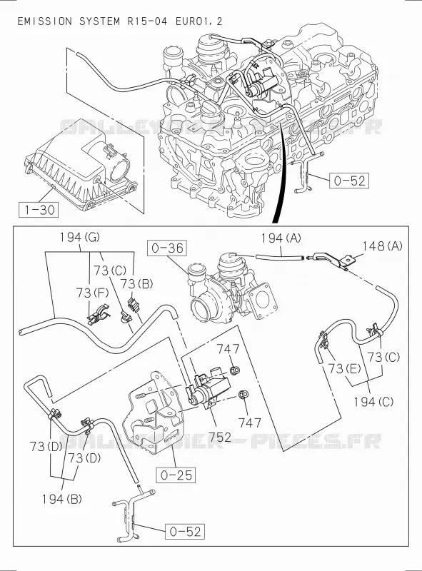 0-57 - Tuyauterie émissions<br />[057A]VACUUM HOSE; 4JK1-TCX Isuzu PICK UP 2017 DMAX SPACE CAB 4X2 LONG 1.9L DDI 120kW (163cv) RZ4E-TCX HI-POWER (LNC)