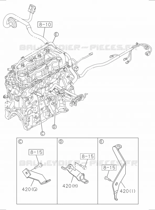 0-60 - Pièces de commande électrique moteur<br />[060A]ENG HARNESS BRACKET; RZ4E-TC Isuzu PICK UP 2017 DMAX SPACE CAB 4X2 LONG 1.9L DDI 120kW (163cv) RZ4E-TCX HI-POWER (LNC)