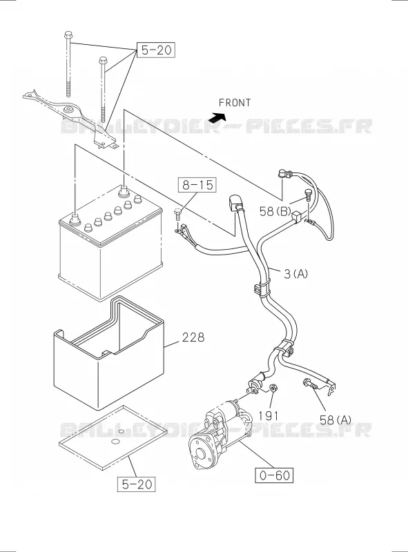 0-61 - Batterie et pièce électrique moteur<br />[061A]4JK1,4JJ1 Isuzu PICK UP 2017 DMAX SPACE CAB 4X2 LONG 1.9L DDI 120kW (163cv) RZ4E-TCX HI-POWER (LNC)