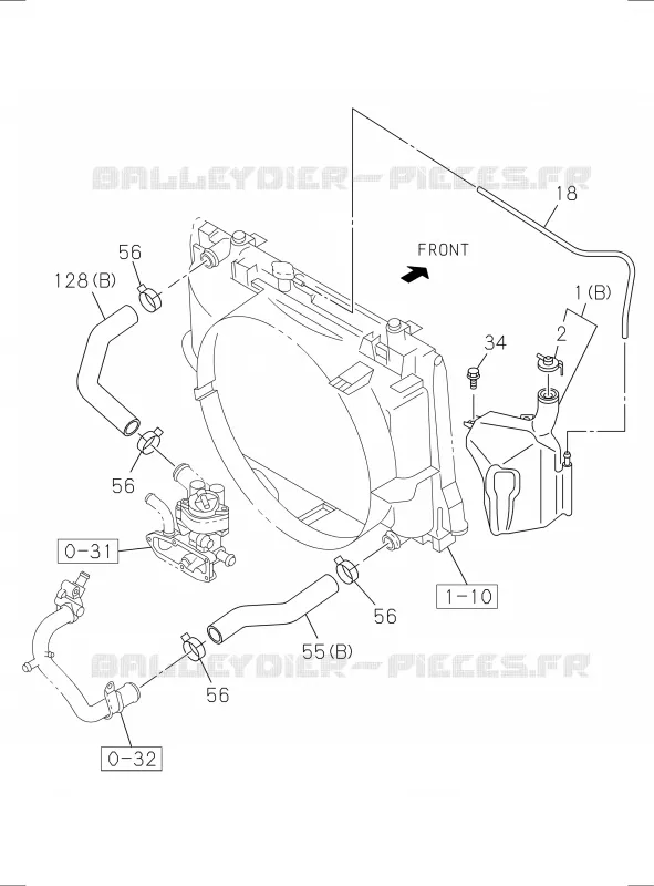 1-11 - FLEXIBLE Radiateur ET SOUS RESERVOIR<br />[111A]4JA1 Isuzu PICK UP 2017 DMAX SPACE CAB 4X2 LONG 1.9L DDI 120kW (163cv) RZ4E-TCX HI-POWER (LNC)