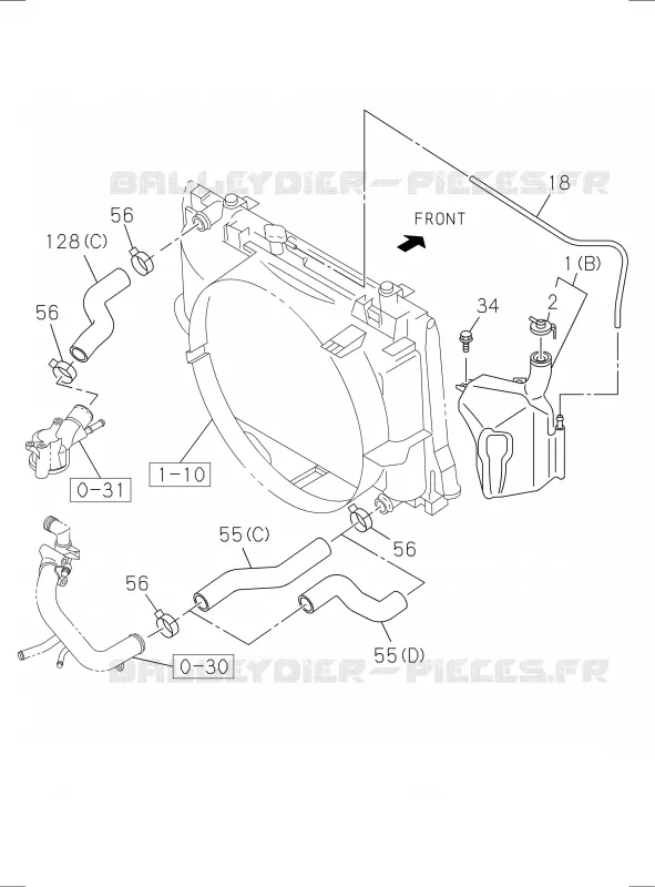 1-11 - FLEXIBLE Radiateur ET SOUS RESERVOIR<br />[111A]4JK1,4JJ1 Isuzu PICK UP 2017 DMAX SPACE CAB 4X2 LONG 1.9L DDI 120kW (163cv) RZ4E-TCX HI-POWER (LNC)